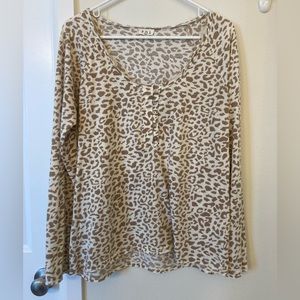 POL Animal Print Henley Top